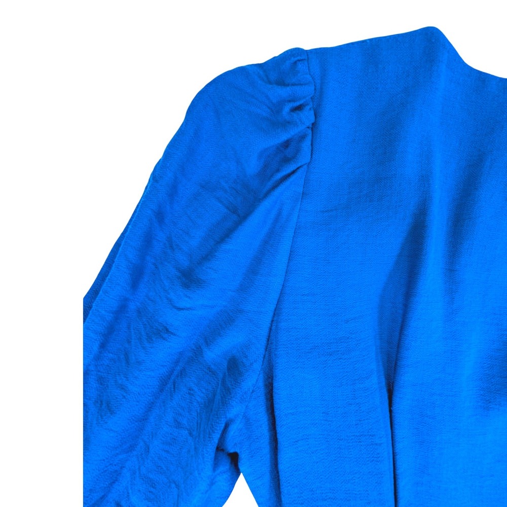 Alex Marie Royal Blue Wrap Dress Puff Sleeve V-Neck Cocktail Wedding Size 4 - Picture 9 of 14